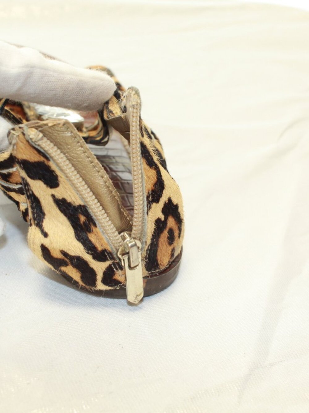 Sam Edelman Size 8.5M Leopard Print Galina Back Zip Gladiator Leather Sandals - Picture 6 of 14